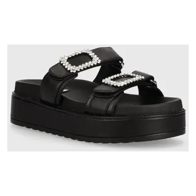 Steve Madden bőr papucs Monumental fekete, női, platformos, SM11003102