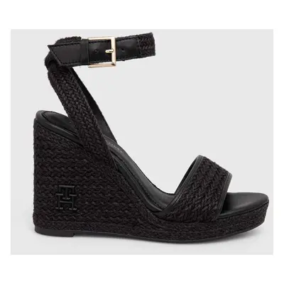 Tommy Hilfiger szandál TH ROPE HIGH WEDGE SANDAL fekete, FW0FW07926