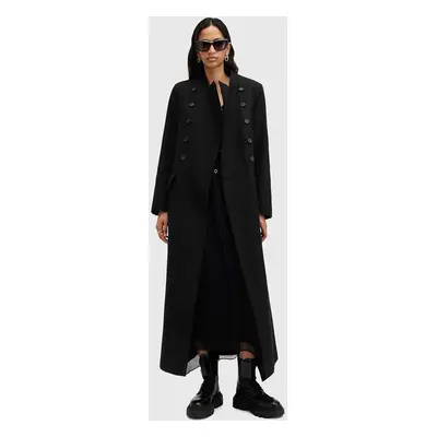 AllSaints gyapjúkabát BLAIZE COAT fekete, átmeneti, kétsoros gombolású, W004OB