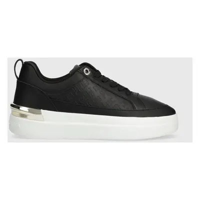 Tommy Hilfiger bőr sportcipő LUX COURT SNEAKER MONOGRAM fekete, FW0FW07808