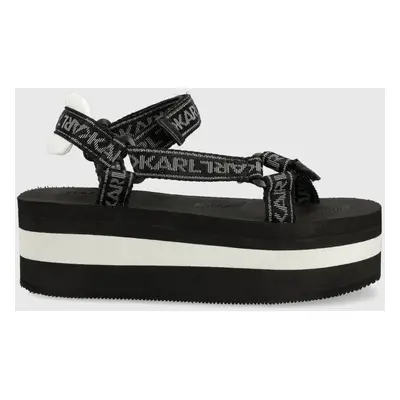 Karl Lagerfeld szandál VELOCITA HI WEDGE fekete, női, platformos, KL82900