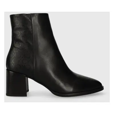 Calvin Klein bokacsizma ALMOND ANKLE BOOT - EPI MN MX fekete, női, magassarkú, HW0HW01701