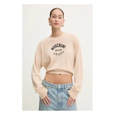 Moschino Jeans gyapjú pulóver könnyű, női, bézs, J0931