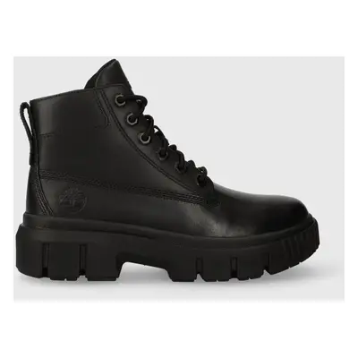 Timberland bőr bakancs Greyfield Leather Boot fekete, női, lapos talpú, TB0A5ZDR0011