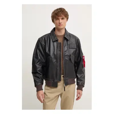 Alpha Industries bőrdzseki férfi, barna, átmeneti, oversize