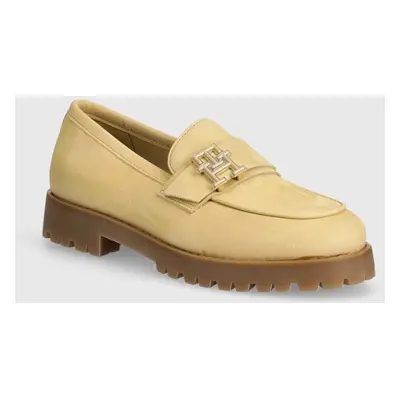 Tommy Hilfiger nubuk mokaszin CLEATED NUBUCK BOAT SHOE bézs, platformos, FW0FW08062