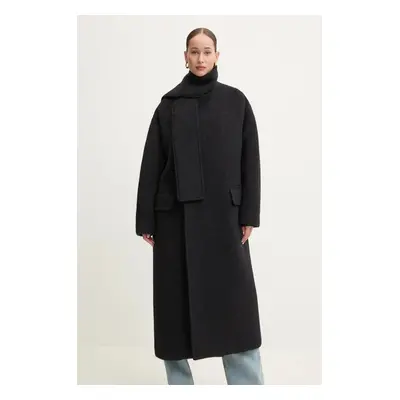 MSGM gyapjúkabát fekete, átmeneti, oversize, 3742MDC04.247503