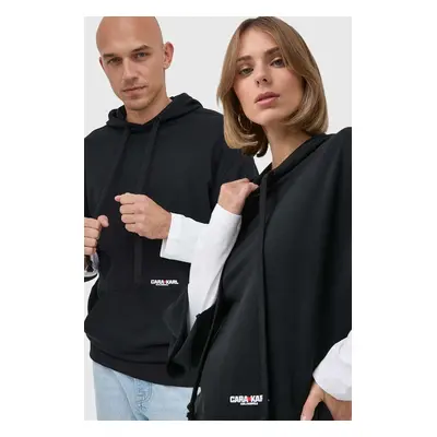 Karl Lagerfeld felső Karl Lagerfeld x Cara Delevingne fekete, unisex, nyomott mintás, kapucnis