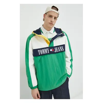 Tommy Jeans rövid kabát férfi, zöld, átmeneti, oversize