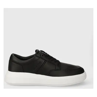 Calvin Klein bőr sportcipő LOW TOP LACE UP TAILOR fekete, HM0HM01379