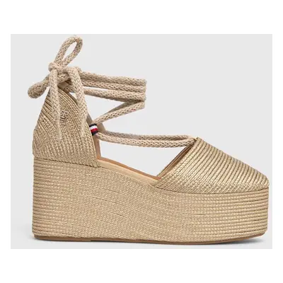 Tommy Hilfiger espadrilles CLOSED TOE GOLD FLATFORM sárga, női, éksarkú, FW0FW08050