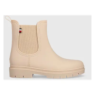 Tommy Hilfiger gumicsizma Fw0fw06897 Matt Ankle Rainboot With Elastic bézs, női