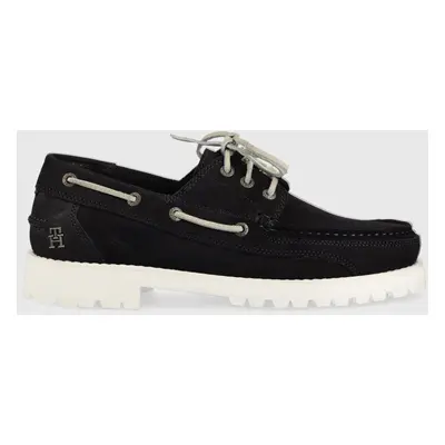 Tommy Hilfiger velúr mokaszin TH BOAT SHOE CLASSIC NUBUCK sötétkék, férfi, FM0FM04447