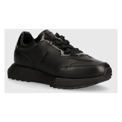 Calvin Klein bőr sportcipő HM0HM01479 fekete, LOW TOP LACE UP LTH W HF