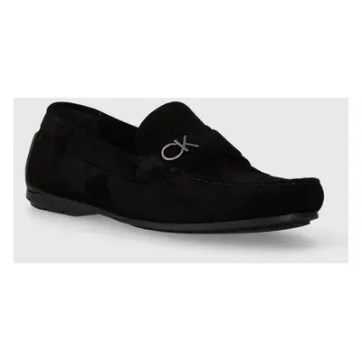 Calvin Klein velúr mokaszin DRIVING SHOE BOLD LOGO fekete, férfi, HM0HM01448