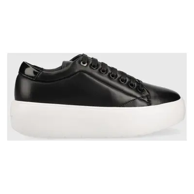 Calvin Klein bőr sportcipő HW0HW01356 BUBBLE CUPSOLE LACE UP fekete