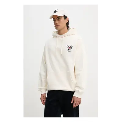 Drôle de Monsieur pamut melegítőfelső Le Hoodie Slogan Fleurs bézs, férfi, nyomott mintás, kapuc