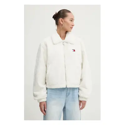 Tommy Jeans rövid kabát női, bézs, átmeneti, oversize, DW0DW19523