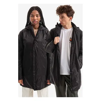 Rains rövid kabát Padded Nylon Coat BLACK fekete, átmeneti, oversize