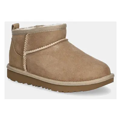 UGG gyerek hócipő velúrból KIDS CLASSIC ULTRA MINI bézs