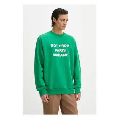 Drôle de Monsieur pamut melegítőfelső Le Sweatshirt Slogan zöld, férfi, nyomott mintás, E.SW149.