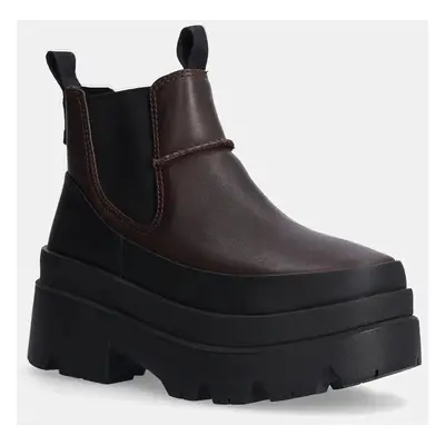 UGG bőr bokacsizma Brisbane Chelsea barna, női, platformos, 1167932-BCDR