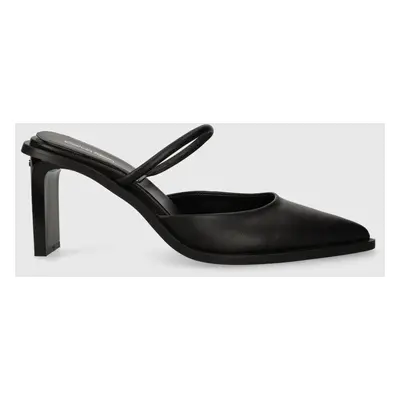 Calvin Klein bőr papucs PADDED CURVED STIL MULE PUMP fekete, női, magassarkú, HW0HW01991