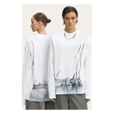 Y/Project pamut hosszúujjú YP TROMPE L'OEIL LONG SLEEVE T-SHIRT fehér, 204TS021