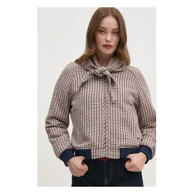 Pepe Jeans gyapjú keverék dzseki BRIDGET bézs, átmeneti, oversize, PL402466