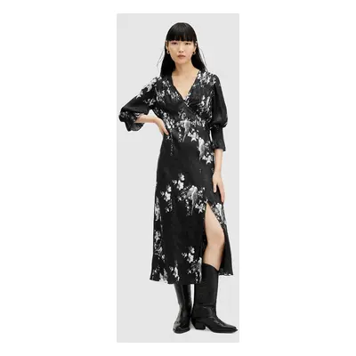 AllSaints ruha ANI IONA DRESS fekete, midi, harang alakú, W003DA