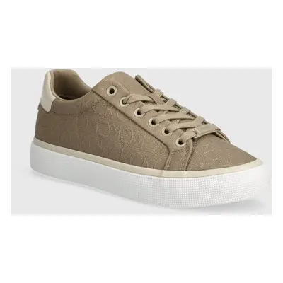 Calvin Klein sportcipő VULC LACE UP DIAM FOX MONOCQ bézs, HW0HW01907