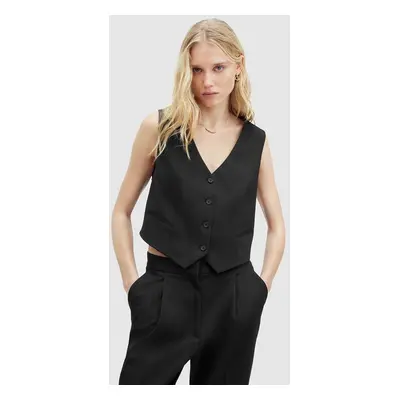 AllSaints mellény NELLIE WAISTCOAT fekete, egysoros gombolású, WT512Z