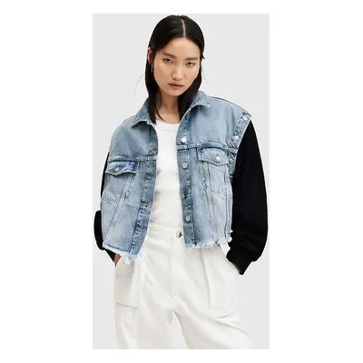 AllSaints rövid kabát CHLO DENIM SWEAT JKT női, átmeneti, oversize, W044OA