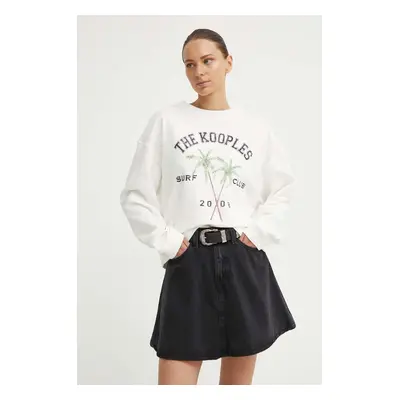 The Kooples pamut melegítőfelső bézs, női, nyomott mintás, FSWE28030K