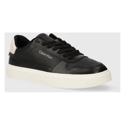 Calvin Klein bőr sportcipő LOW TOP LACE UP BSKT fekete, HM0HM01254