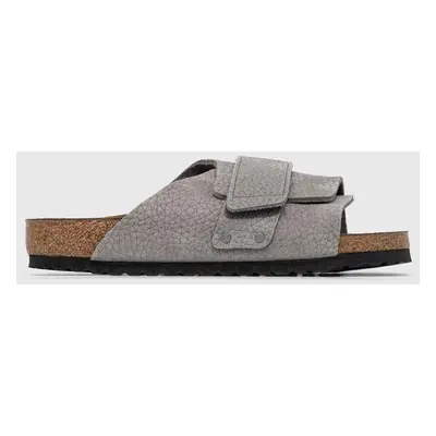 Birkenstock papucs velúrból KYOTO szürke, férfi