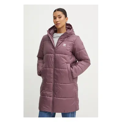 adidas Originals rövid kabát Long Puffer női, lila, téli, IW5857