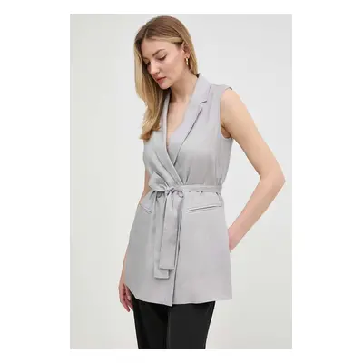 Armani Exchange vászonmellény szürke, egysoros gombolású, 3DYQ12 YN1RZ