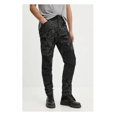 G-Star Raw pamut nadrág fekete, cargo, D25185-D386