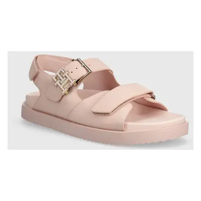 Tommy Hilfiger nubuk szandál TH HARDWARE NUBUCK SPORTY SANDAL rózsaszín, FW0FW08038