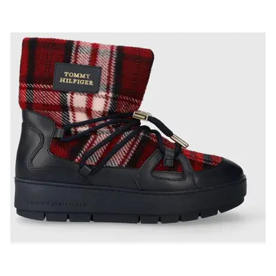 Tommy Hilfiger hócipő TARTAN SNOWBOOT sötétkék, FW0FW07612