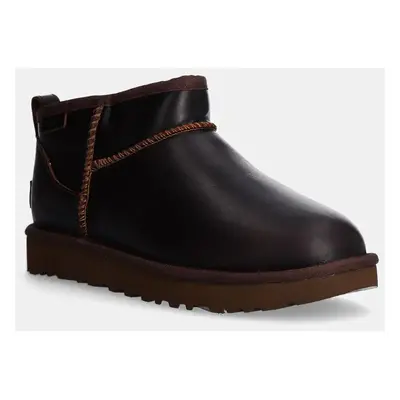 UGG bőr hótaposó Classic Ultra Mini Lthr Regen barna, 1163490-IWD