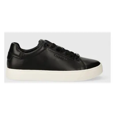 Calvin Klein bőr sportcipő CLEAN CUPSOLE LACE UP fekete, HW0HW01863