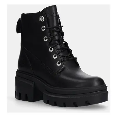 Timberland bőr bakancs Everleigh fekete, női, lapos talpú, TB0A41S70151