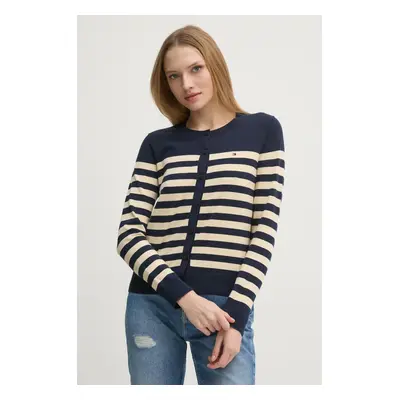 Tommy Hilfiger kardigán sötétkék, női, könnyű, WW0WW42370