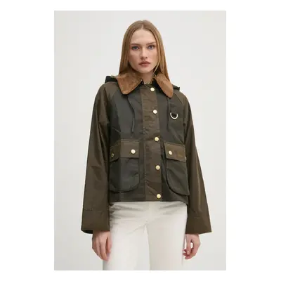 Barbour rövid kabát Reighton Wax női, barna, átmeneti, oversize, LWX1397