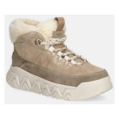 UGG velúr bokacsizma Terretrail Cozy Lace zöld, női, téliesített, platformos, 1158210-SAN