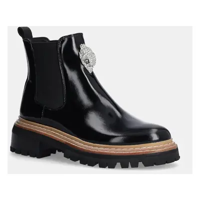 Kurt Geiger London bőr bokacsizma Belgravia Chelsea Boot fekete, női, platformos