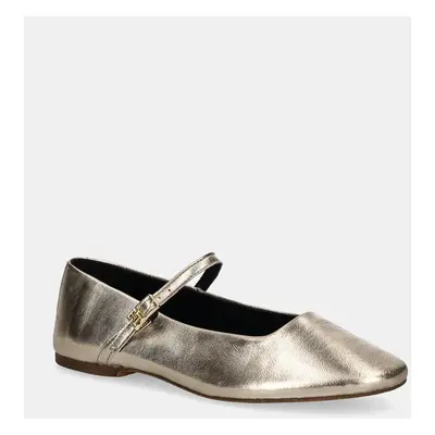 Tommy Hilfiger bőr balerina cipő PARTY MARYJANE BALLERINA METAL sárga, FW0FW08315