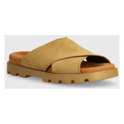 Camper papucs velúrból Brutus Sandal barna, női, platformos, K201321-017